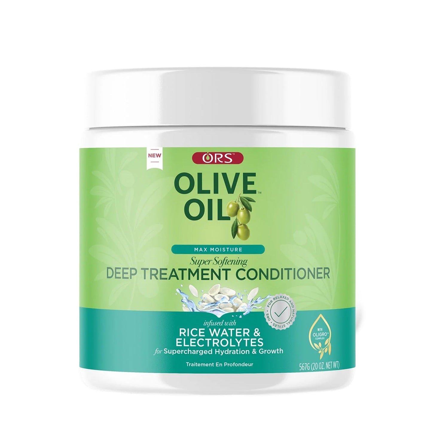 ORS Olive Oil Max Moisture Deep Treatment Conditioner 20 oz jar on white background