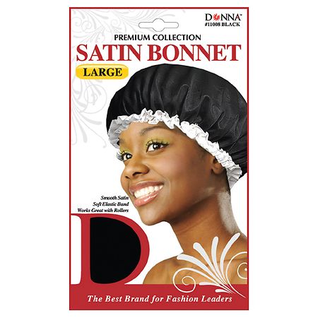 Donna Collection Premium Satin Bonnet – Large – Black product image