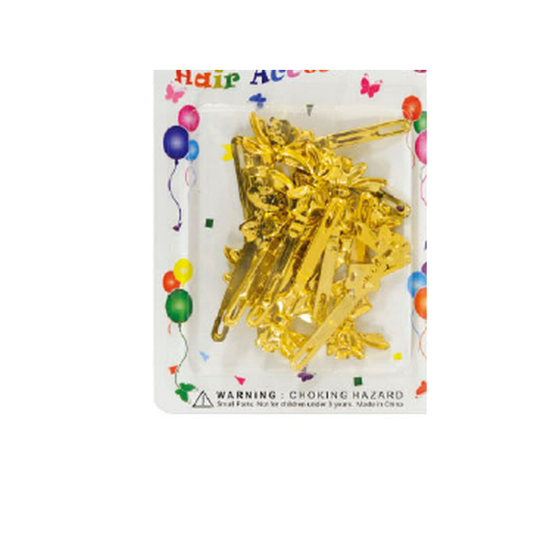 Eden Ribbon Hair Barrettes – 12 Pack – Gold – one retail package