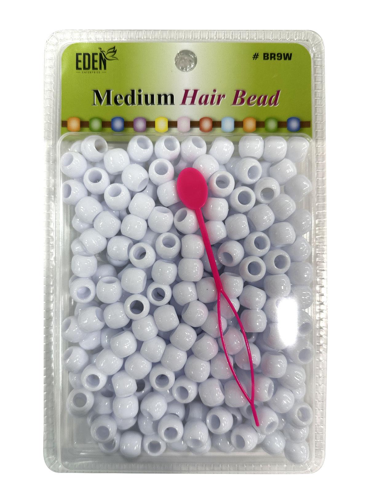 Eden BR9 X-Large Blister Medium Round Hair Beads – White product image