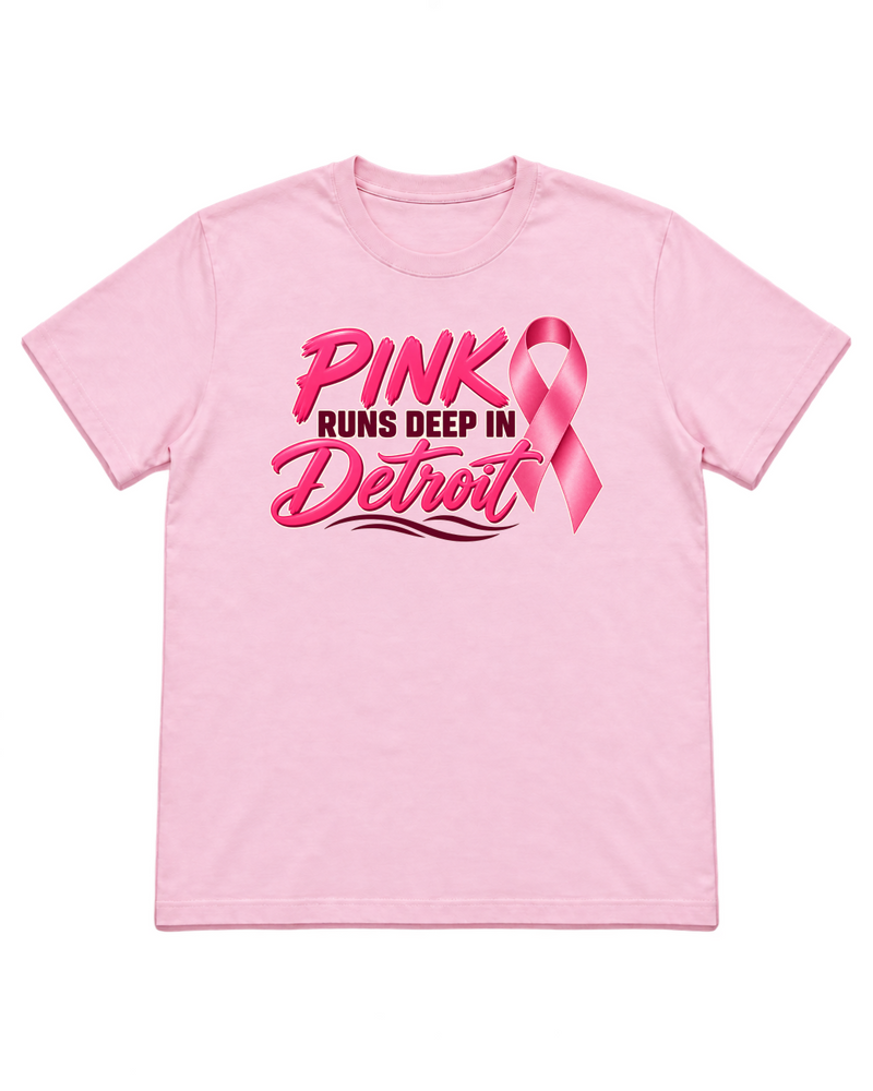 Pink Runs Deep In Detroit — Breast Cancer Awareness Shirt