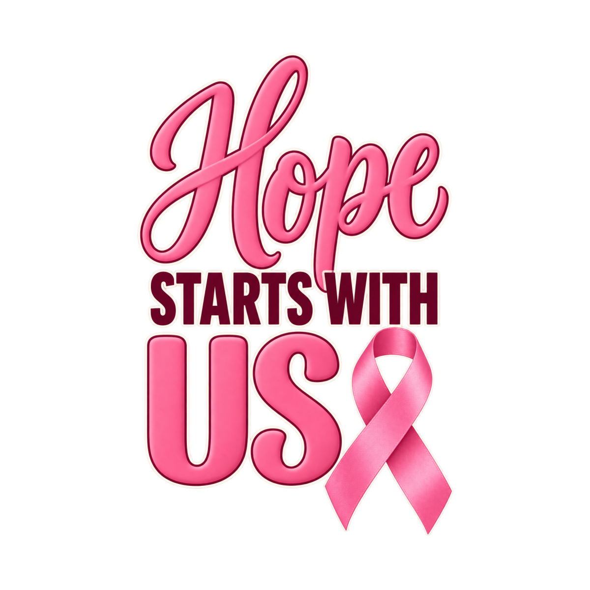 Hope Starts With Us physical DTF transfer artwork preview; shirt not included