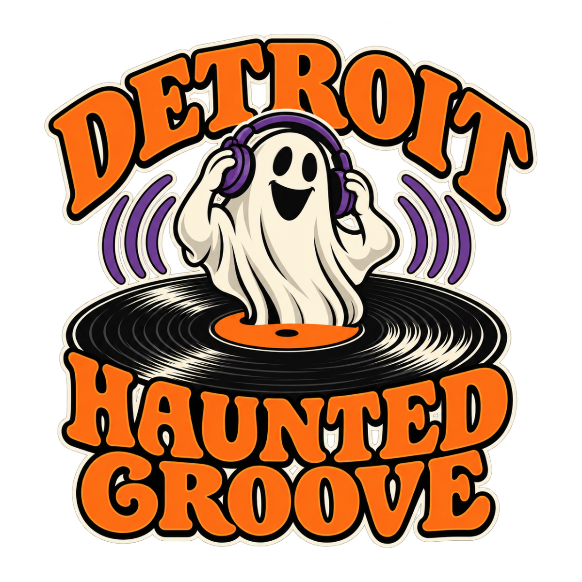Detroit Haunted Groove physical DTF transfer artwork preview; shirt not included
