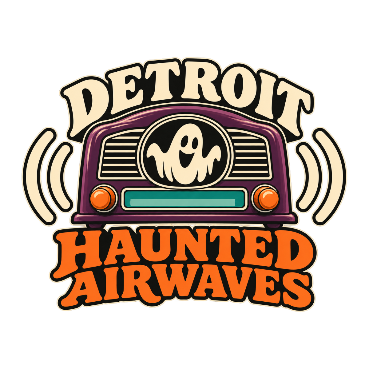 Detroit Haunted Airwaves physical DTF transfer artwork preview; shirt not included