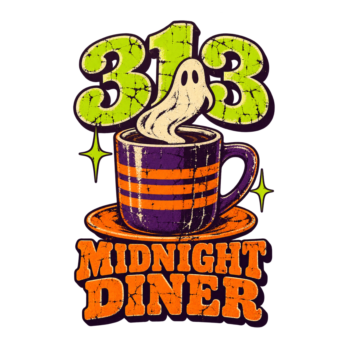 313 Midnight Diner physical DTF transfer artwork preview; shirt not included