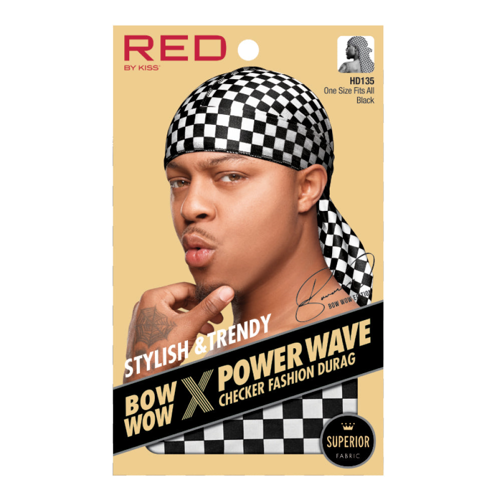 RED by KISS BOW WOW X Power Wave Check Durag – Black product image