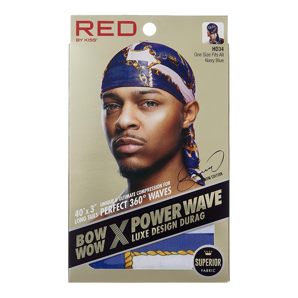 RED by KISS BOW WOW X Power Wave Luxe Design Durag – Navy Blue product image