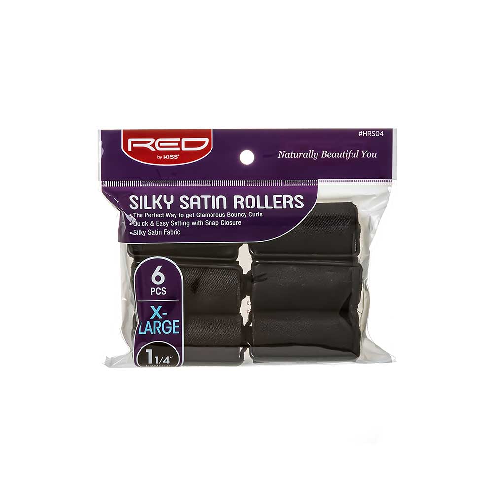 RED by KISS Silky Satin Rollers - X-Large 1 1/4" - Black - 6 pcs product image