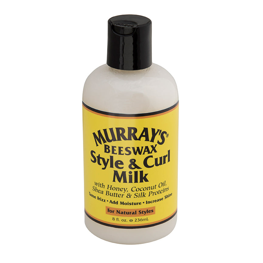 Murray's Beeswax Style and Curl Milk 8 fl oz bottle on white background