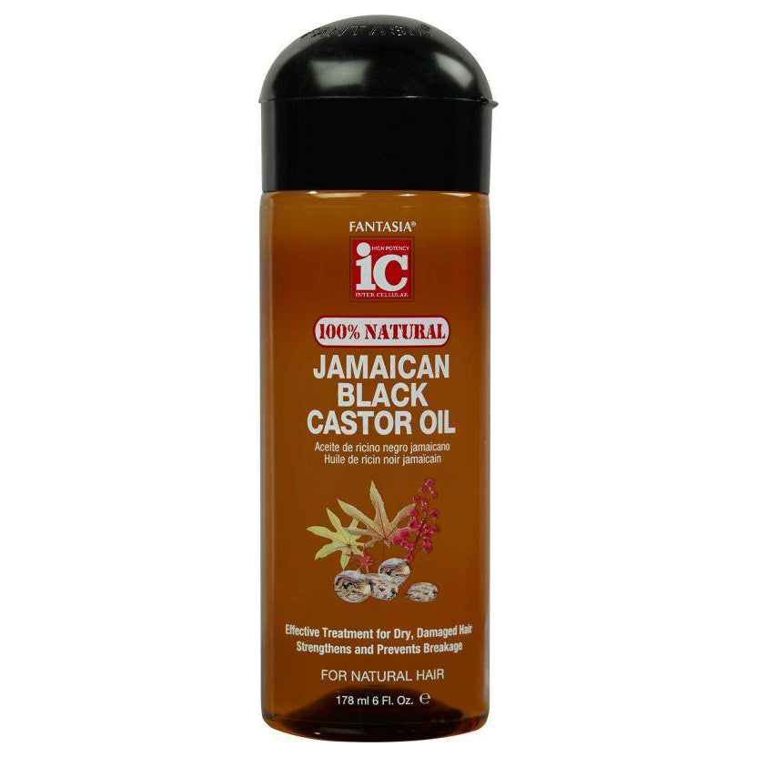 Fantasia IC 100% Natural Jamaican Black Castor Oil 6 oz bottle on white background