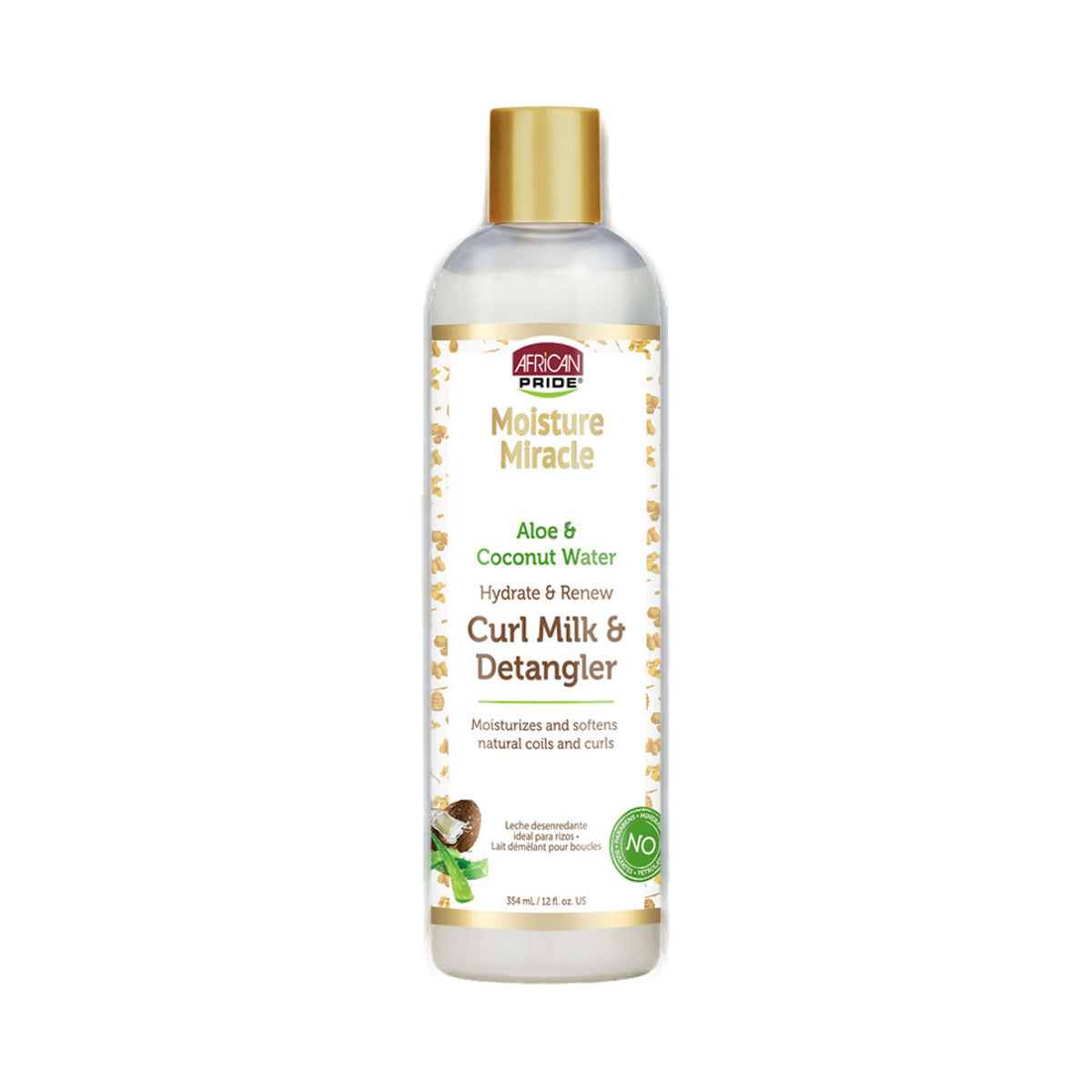 African Pride Moisture Miracle Aloe & Coconut Water Curl Milk & Detangler – 12 oz product image on white background