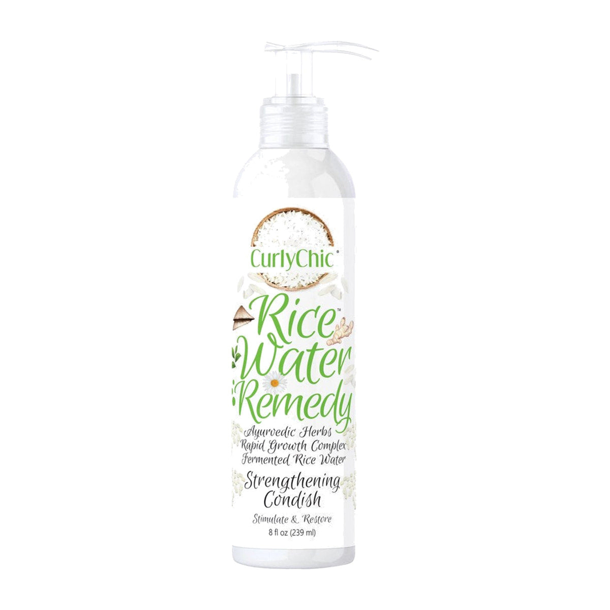 CurlyChic Rice Water Remedy Strengthening Deep Conditioner – 8 oz product image on white background