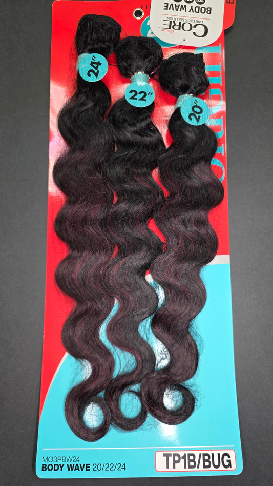 Bobbi Boss Core 3 Bundle Pack Color TP1B/Burgundy Body Wave