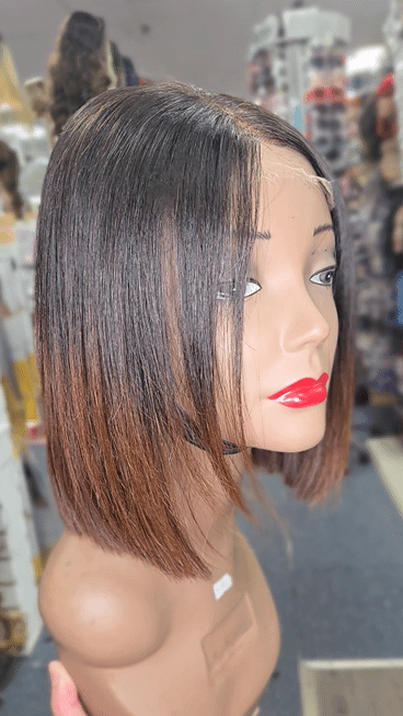 Virgin Plus+ Glueless 5x5 HD Invisible Lace Front 10" BOB Wig w/ Bleached Knots - Color 1B/30, Straight