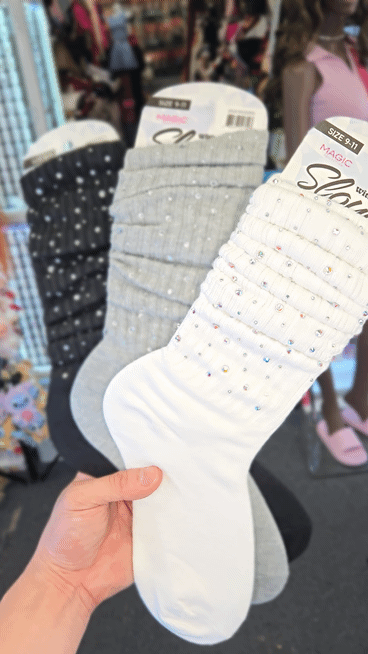 Rhinestone Slouch Socks