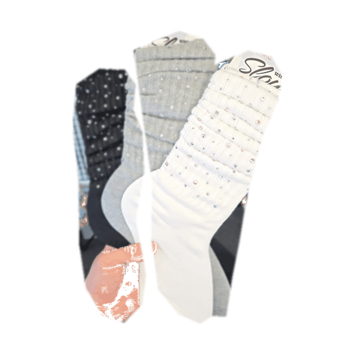 Rhinestone Slouch Socks