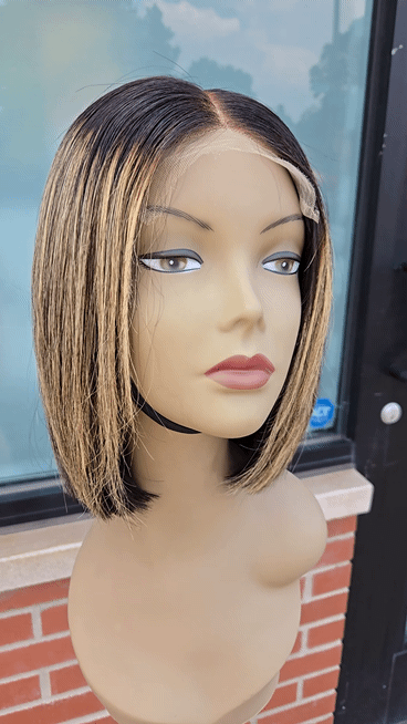 Virgin Plus+ Glueless 5x5 HD Invisible Lace Front 10" BOB Wig w/ Bleached Knots - 1B/27 , Straight