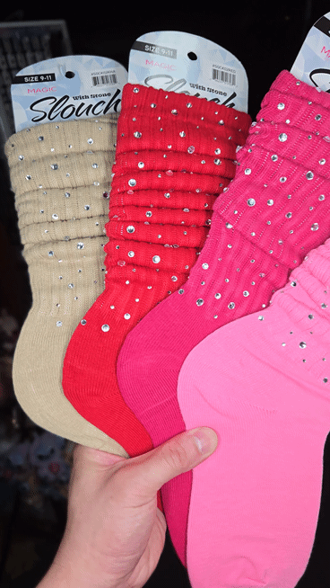 Rhinestone Slouch Socks