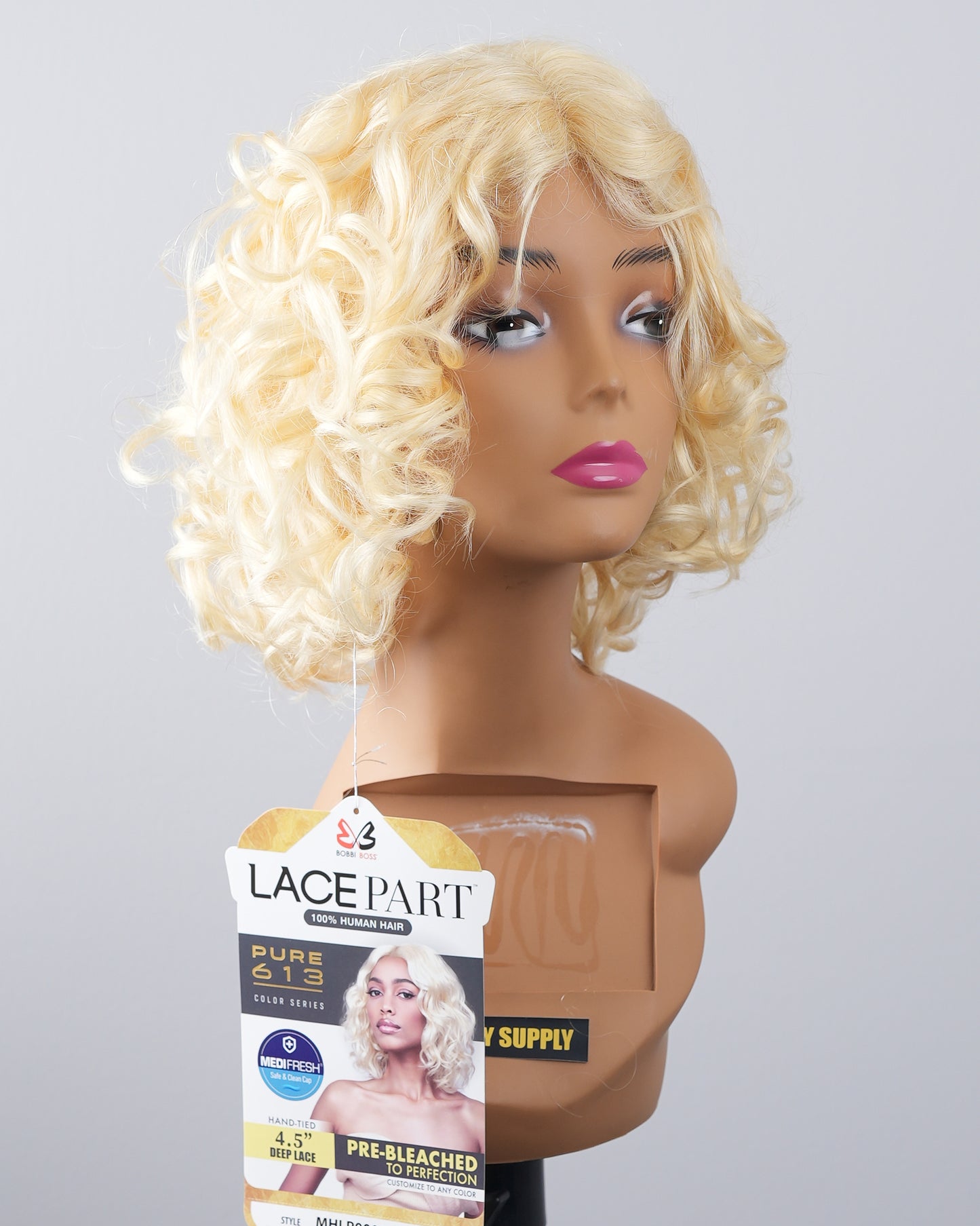 Bobbi Boss MHLP0009 Shawn 613 Blonde Middle Part Wavy Bob Ready to Dye Unprocessed Human Hair Wig
