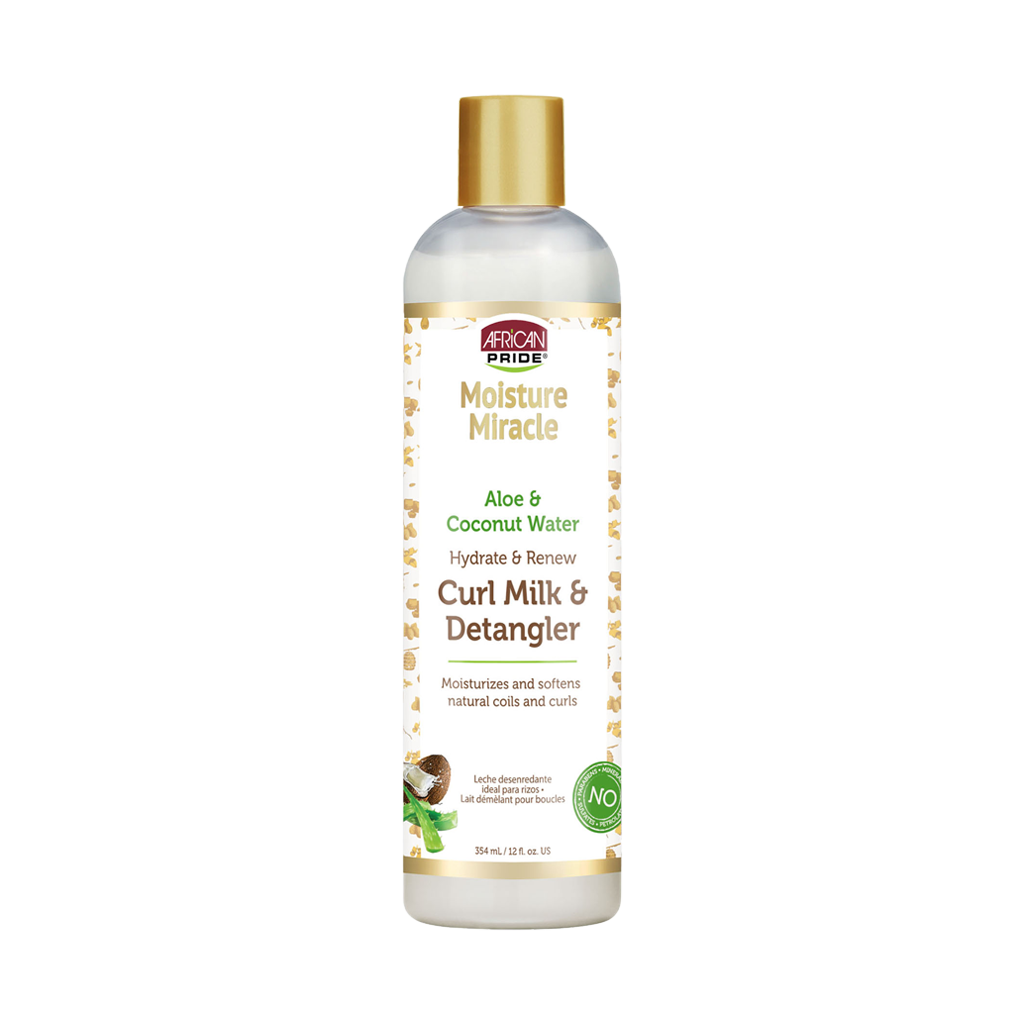 African Pride Moisture Miracle Aloe & Coconut Water Curl Milk & Detangler – 12 oz