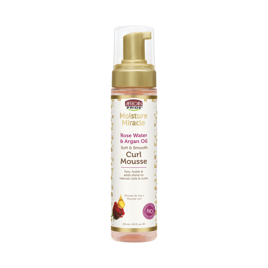 African Pride Moisture Miracle Rose Water & Argan Oil Curl Mousse – 8.5 oz