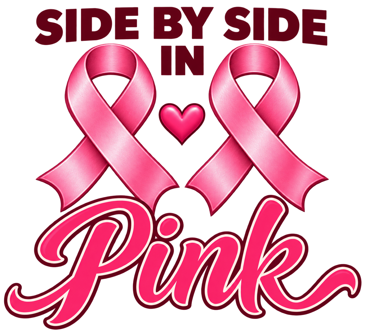 Side By Side In Pink pink-ribbon DTF transfer design artwork