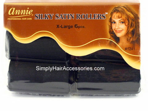 Annie Silky Satin Rollers - X-Large 1 1/4" - Black - 6 Count product image