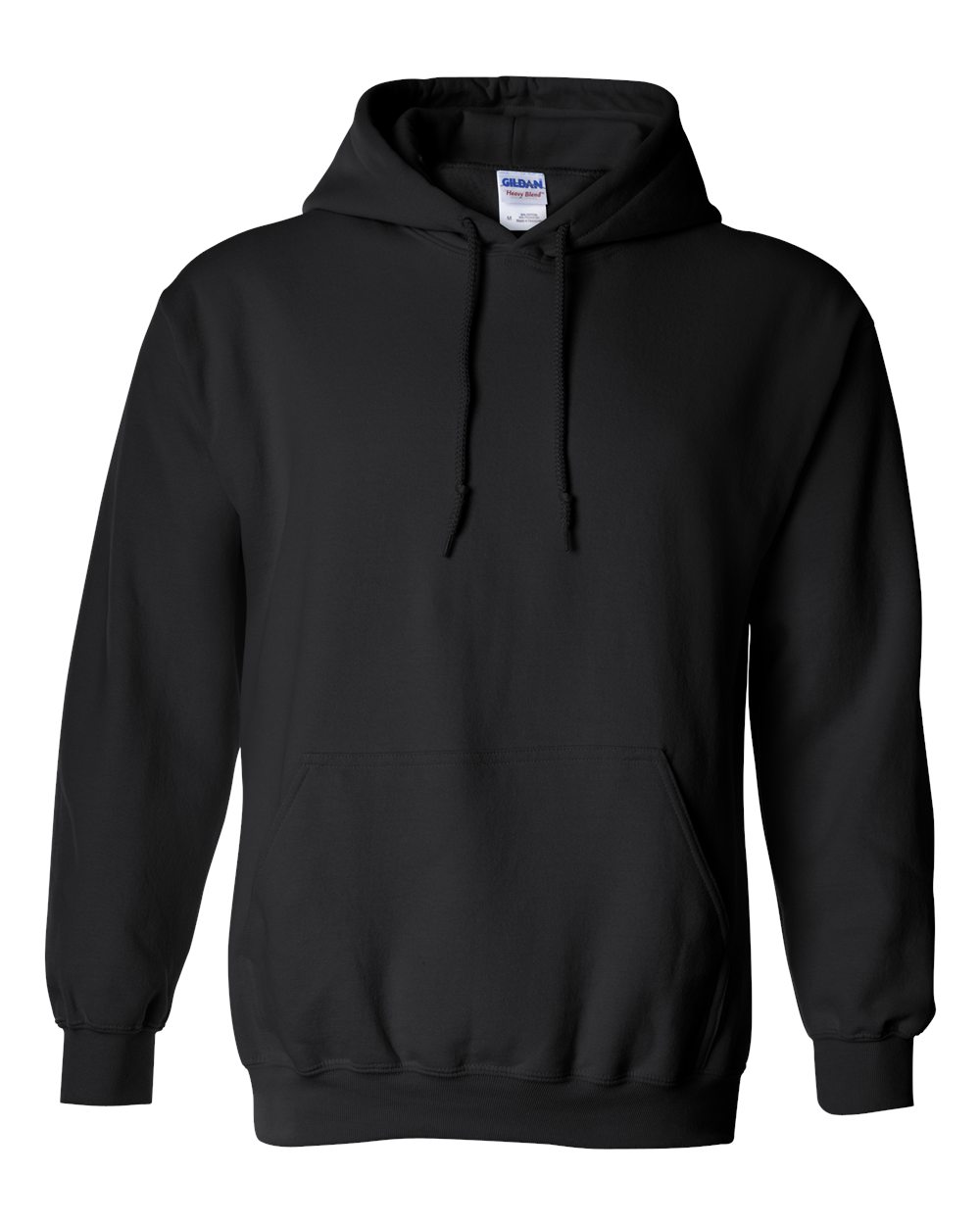 Gildan 18500 blank hooded sweatshirt in Black, front view