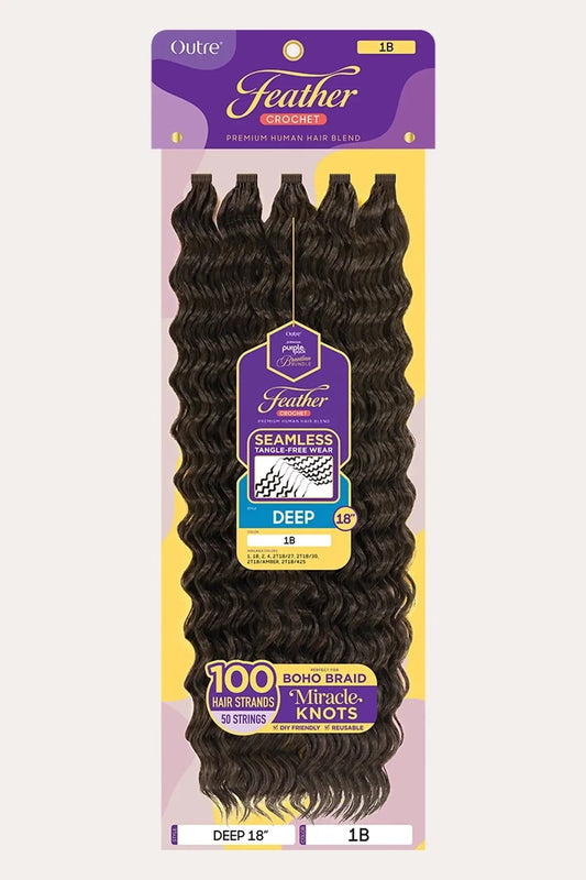 Outre Purple Pack Brazilian Feather Crochet Deep – 18″ – 1 – Jet Black – one retail package
