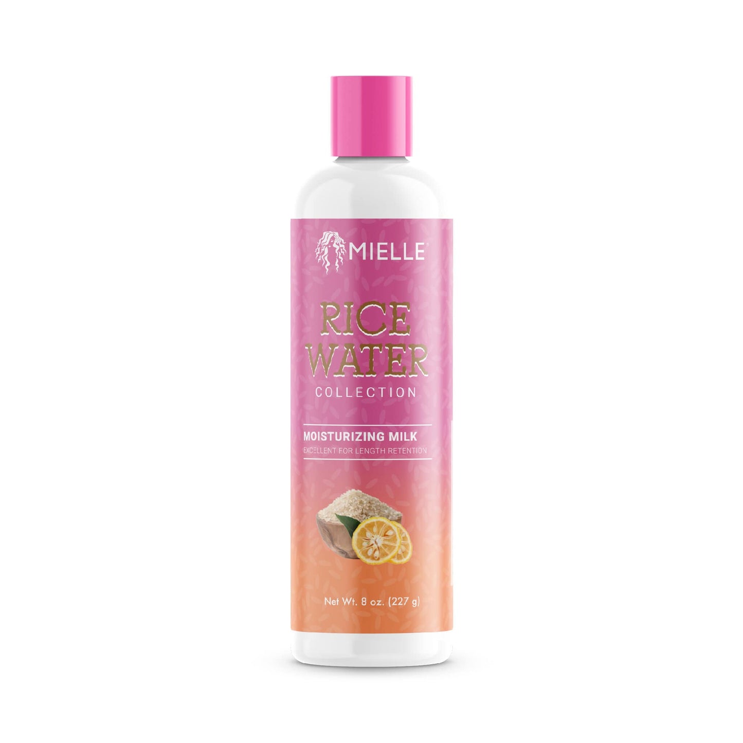 Mielle Rice Water Hair Moisturizing Milk 8 fl oz bottle on white background
