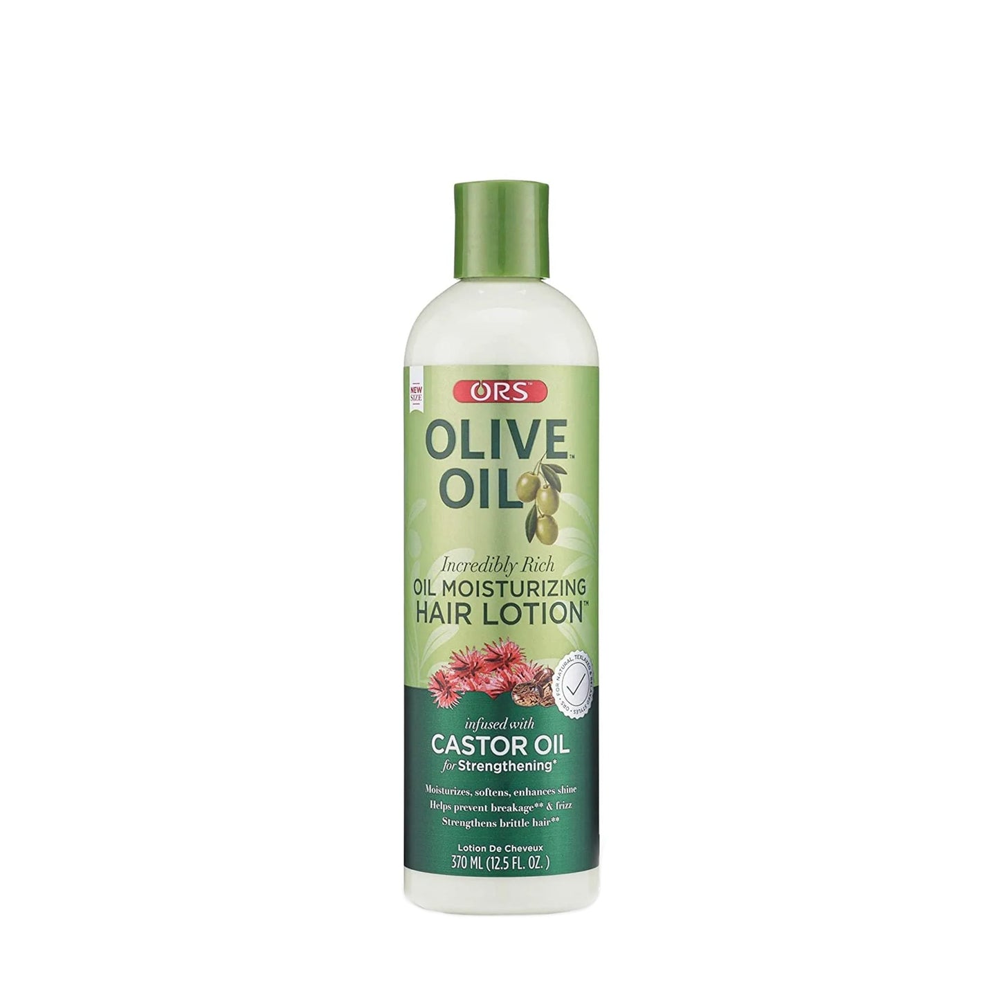 ORS Olive Oil Moisturizing Hair Lotion 12.5 oz bottle on white background