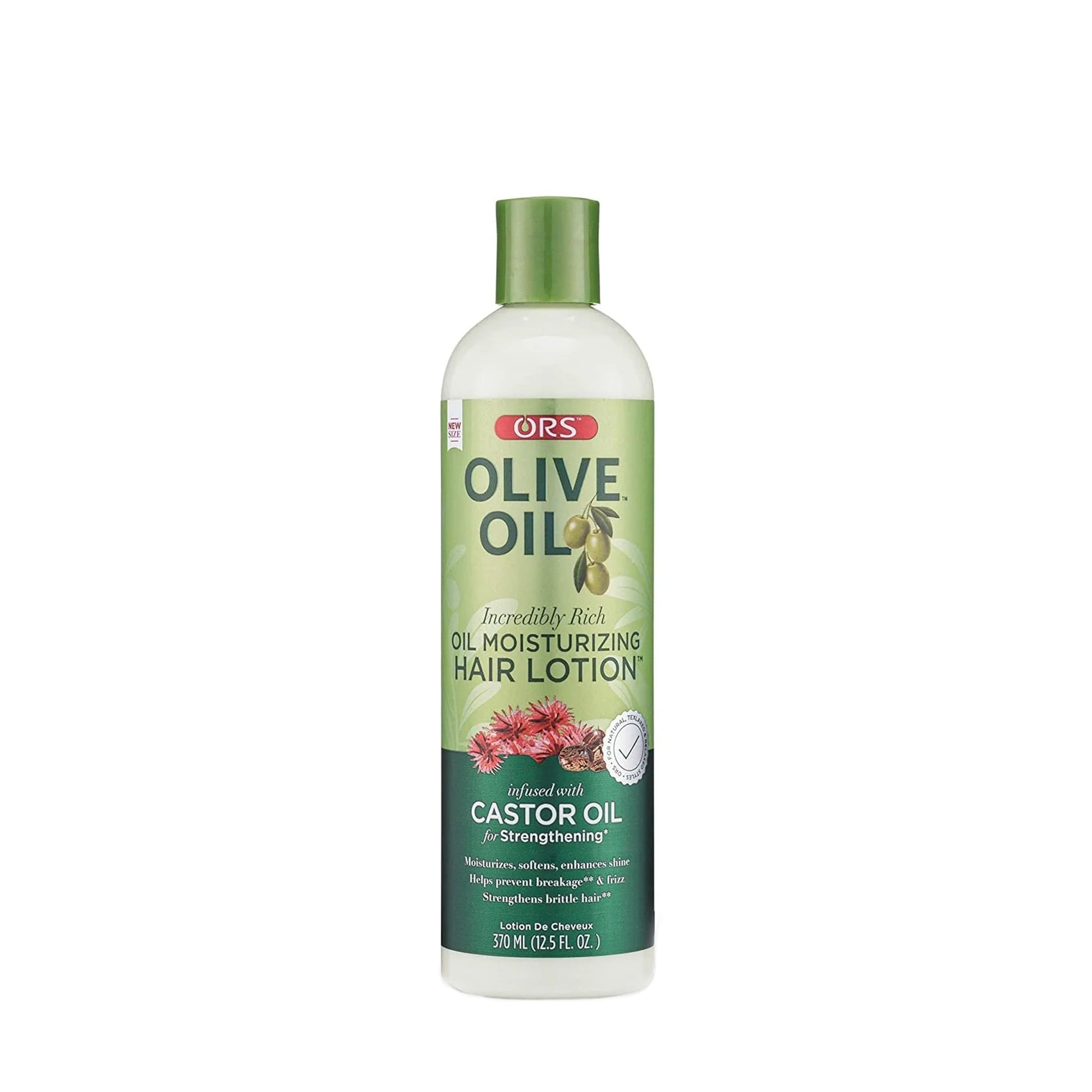 ORS Olive Oil Moisturizing Hair Lotion 12.5 oz bottle on white background