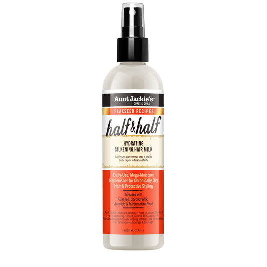 Aunt Jackie's Half & Half Hydrating Silkening Hair Milk 12 oz bottle on white background