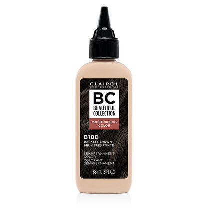 Clairol Professional Beautiful Collection 18D Darkest Brown 3 oz bottle on white background