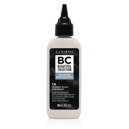 Clairol Professional Beautiful Collection Advanced Gray Solution 1A Midnight Black 3 oz bottle on white background
