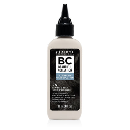 Clairol Professional Beautiful Collection Advanced Gray Solution 2N Espresso Bean 3 oz bottle on white background