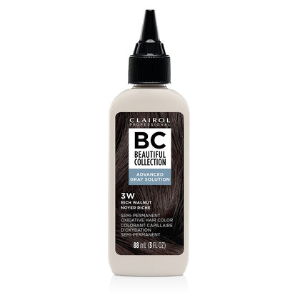 Clairol Professional Beautiful Collection Advanced Gray Solution 3W Rich Walnut 3 oz bottle on white background