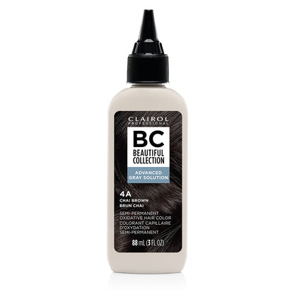 Clairol Professional Beautiful Collection Advanced Gray Solution 4A Chai Brown 3 oz bottle on white background