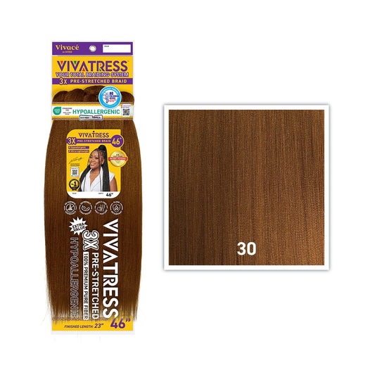 VIVATRESS 3X Pre-Stretched Braiding Hair – 46″ & 56″ — 30 - Chestnut Brown