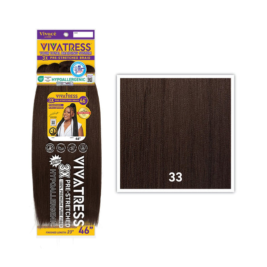 VIVATRESS 3X Pre-Stretched Braiding Hair – 46″ & 56″ — 33 - Dark Golden Brown