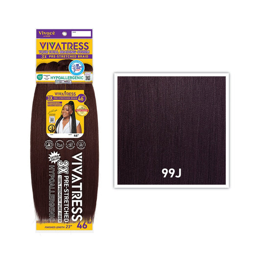 VIVATRESS 3X Pre-Stretched Braiding Hair – 46″ & 56″ — 99J - Deep Wine