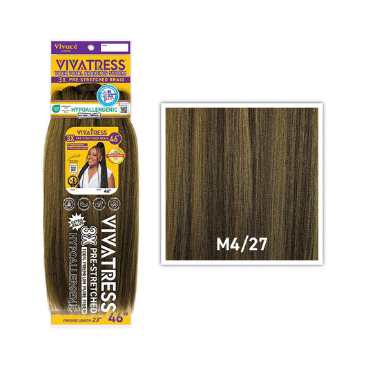VIVATRESS 3X Pre-Stretched Braiding Hair – 46″ & 56″ — M4/27 - Medium Brown / Honey Blonde Mix