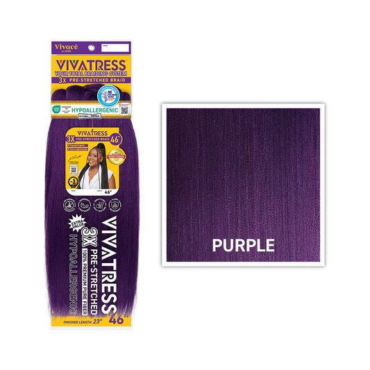 VIVATRESS 3X Pre-Stretched Braiding Hair – 46″ & 56″ — Purple
