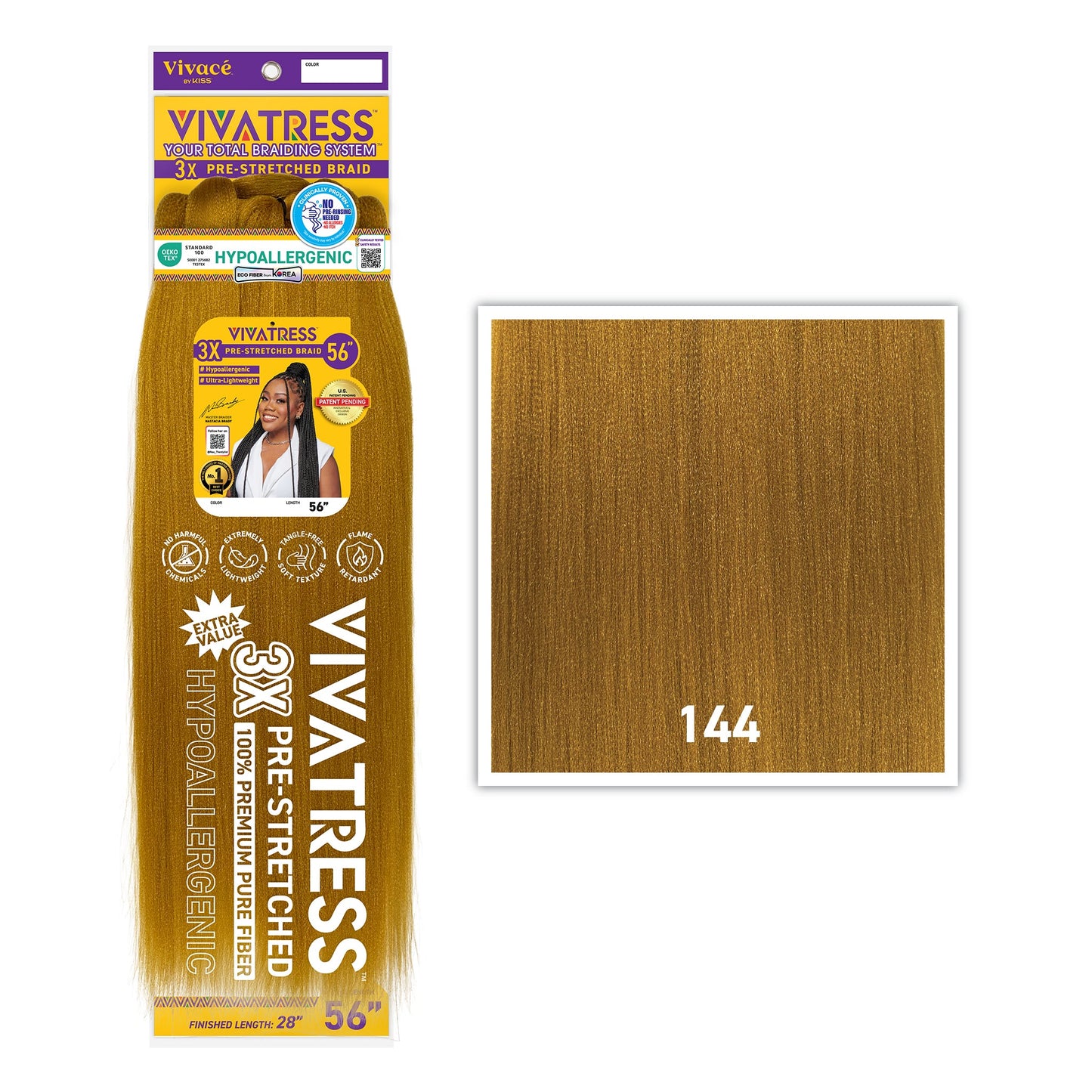 VIVATRESS 3X Pre-Stretched Braiding Hair 56" in 144 - Golden Blonde