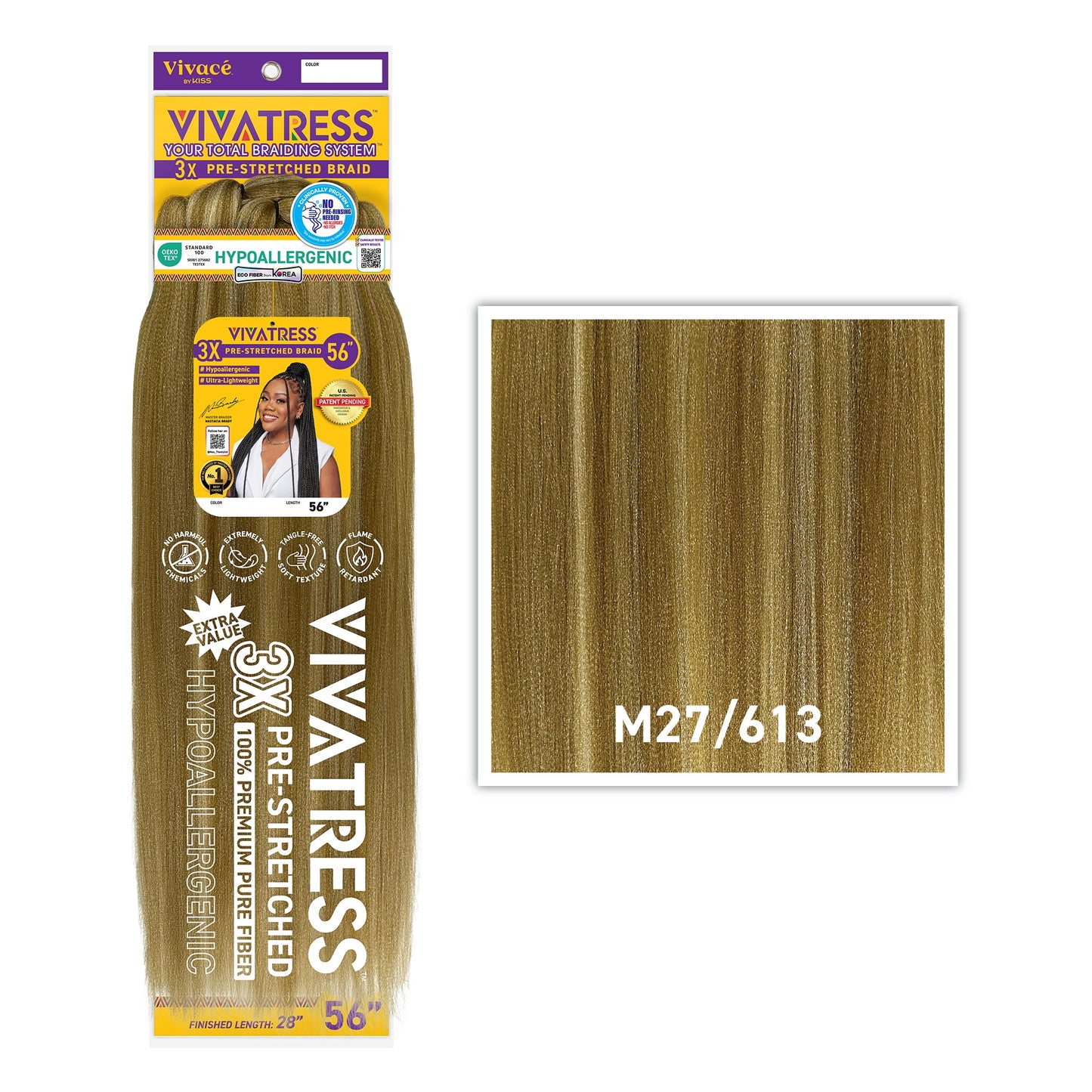 VIVATRESS 3X Pre-Stretched Braiding Hair 56" in M27/613