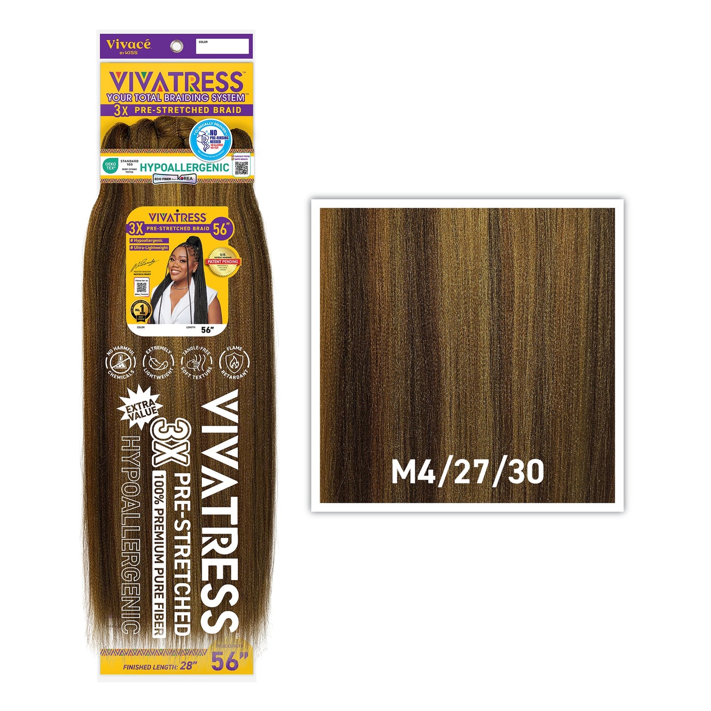 VIVATRESS 3X Pre-Stretched Braiding Hair 56" in M4/27/30