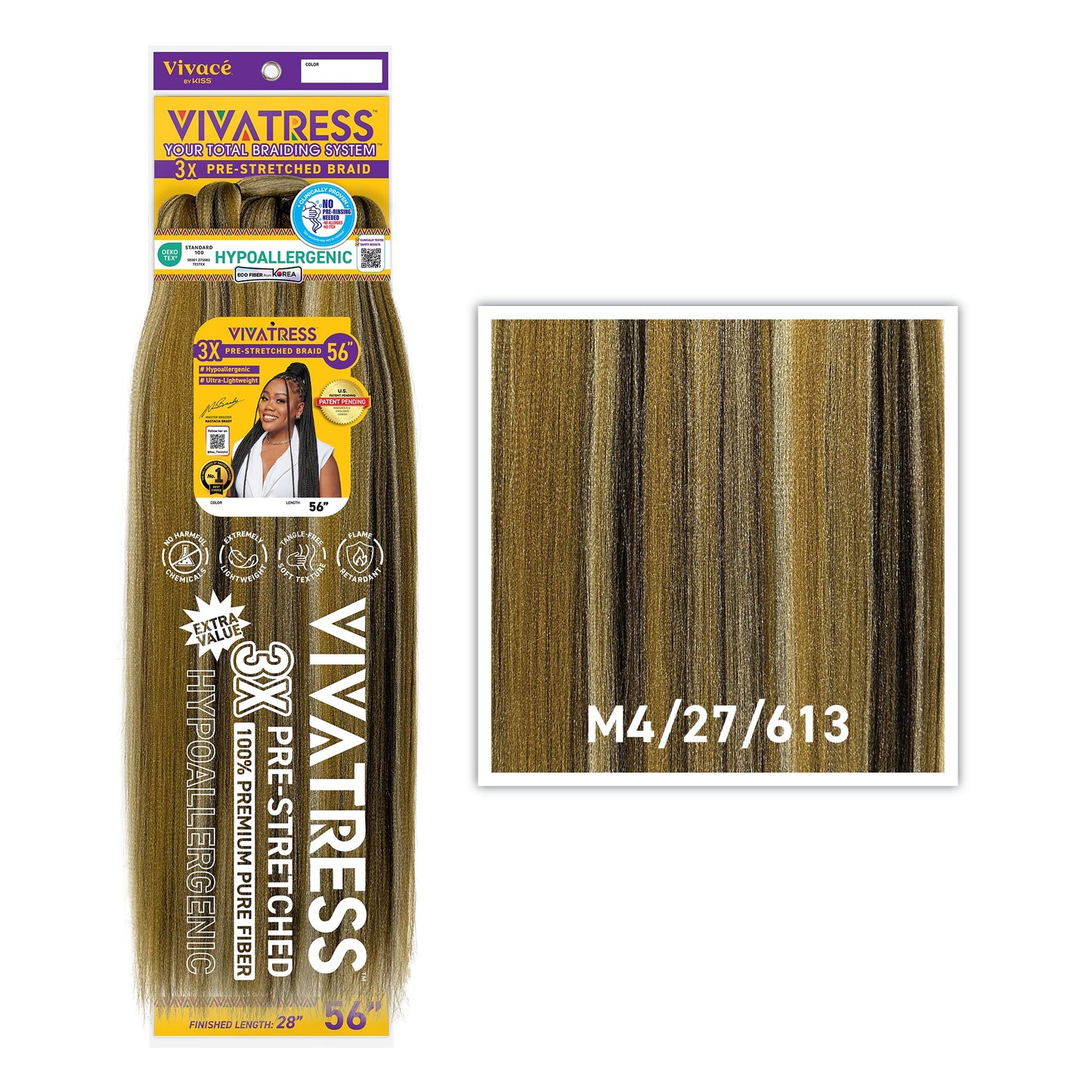 VIVATRESS 3X Pre-Stretched Braiding Hair 56" in M4/27/613