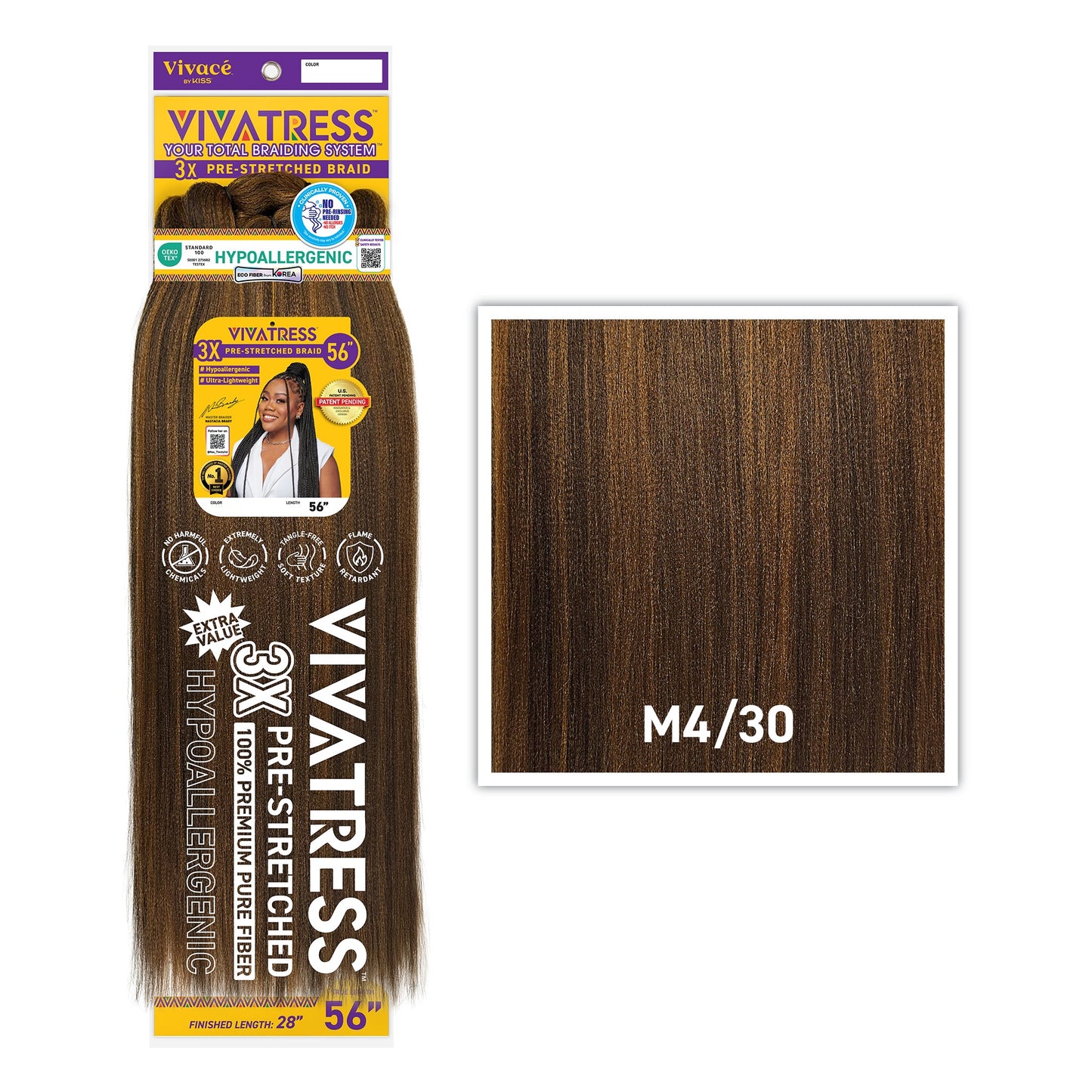 VIVATRESS 3X Pre-Stretched Braiding Hair 56" in M4/30