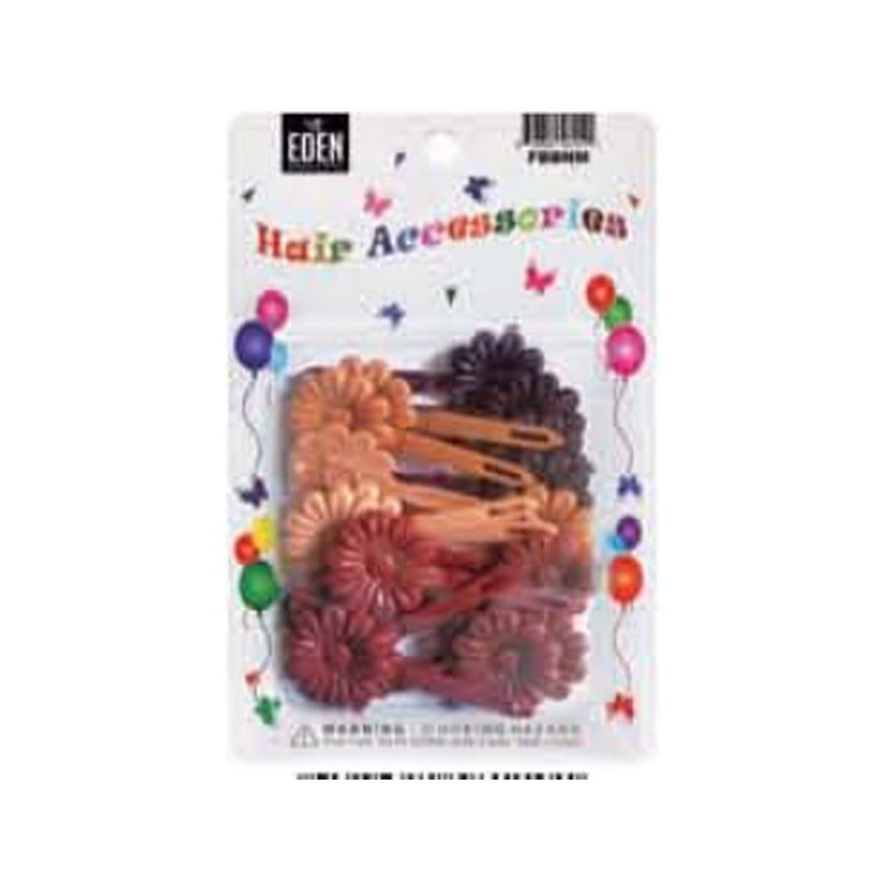 Eden Flower Hair Barrettes – 12 Pack – Brown Mix – one 12-piece retail package