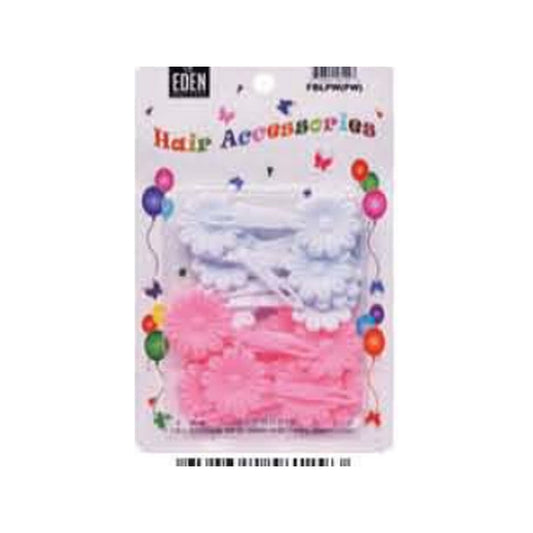 Eden Flower Hair Barrettes – 12 Pack — Light Pink & White
